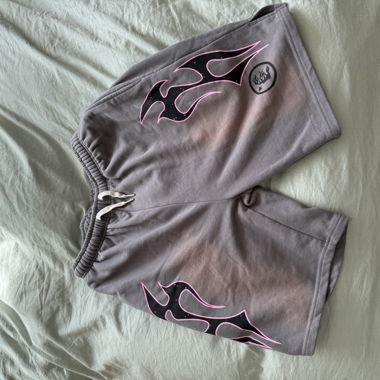 Hellstar Grey Sports Shorts with Print