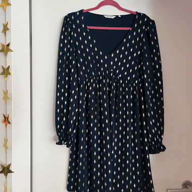 Patterned Dress in Dark Blue