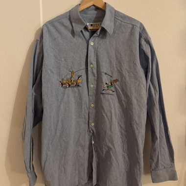 Vintage Jeans Hemd Stickerei/Illustration Blau M/L