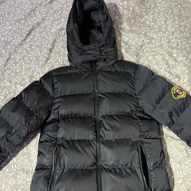 Piumino nero Zavetti Canada con cappuccio
