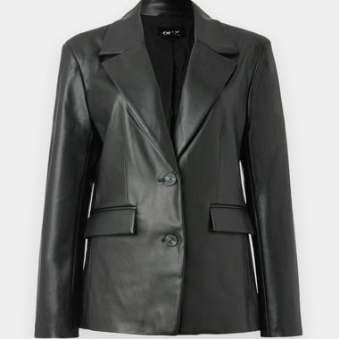 Black Faux Leather Blazer
