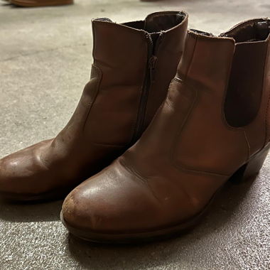 Brown leather-look ankle boots
