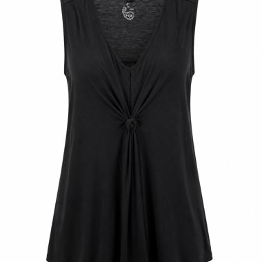 Haut noir pour femme à encolure en V