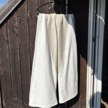 wide leg trousers with leather detail