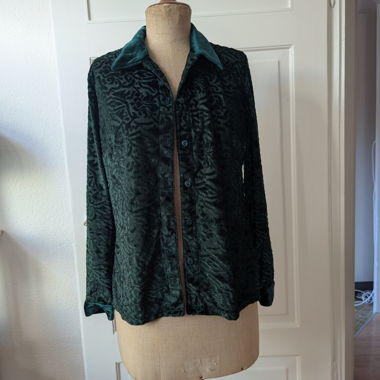 Blusa in velluto verde scuro