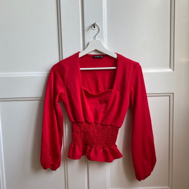 Red Square Neck Top