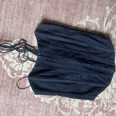 Top corsetto in denim scuro