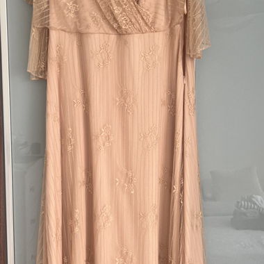 Beiges elegantes Spitzenkleid