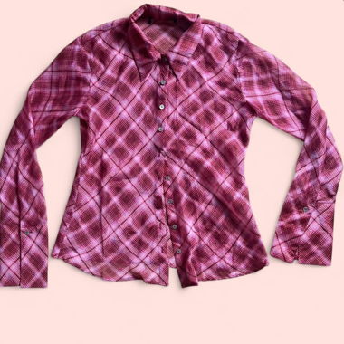 Chemise à carreaux rose