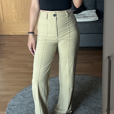 Pantalon taille haute PULL&BEAR beige