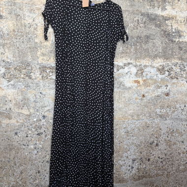 Punkte wickel-Kleid schwarz, Gr. 34
