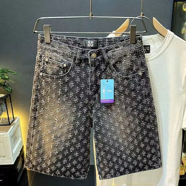 Shorts in denim con motivo