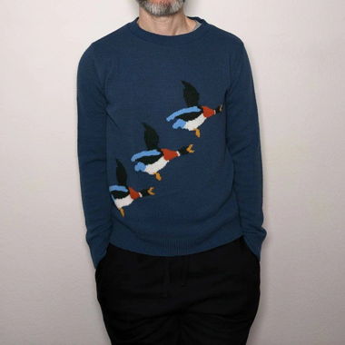Blauer 3-Enten Pulli