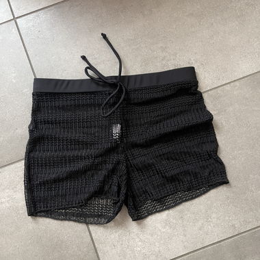black swim cover-up shorts