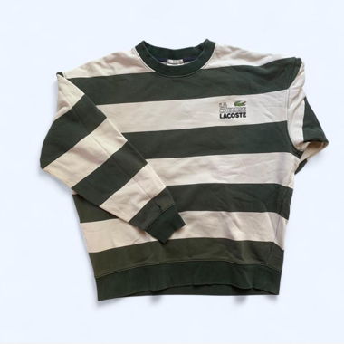 Sweat Lacoste Live Rayures Blanc et Vert M