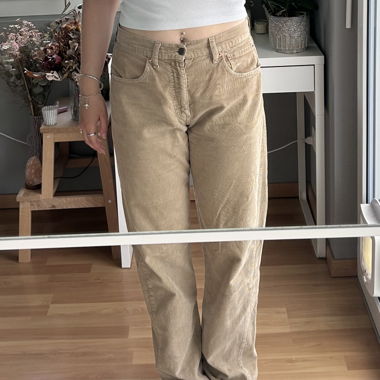 Pantalon en velours côtelé beige