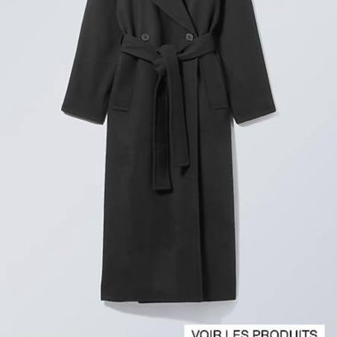 Manteau noir oversize en laine