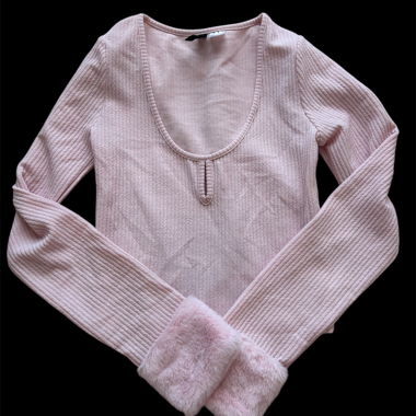 H&M manica lunga rosa pastello con pelliccia