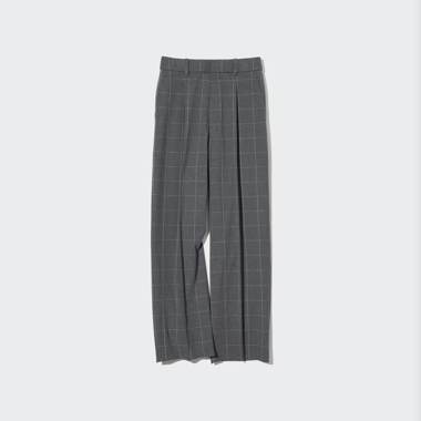 Uniqlo Wide-Fit Plissé-Hose Grau