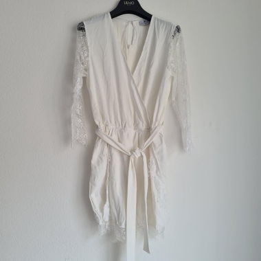 NA-KD Belted Lace Romper White