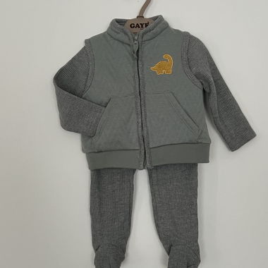 Ensemble trois pièces bébé avec manches longues et gilet