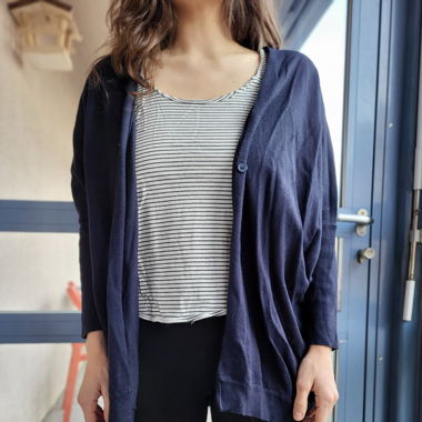 Gilet bleu et long