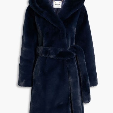 Each Other black faux fur hooded coat S