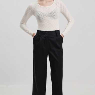 Pantaloni larghi classici neri in cotone