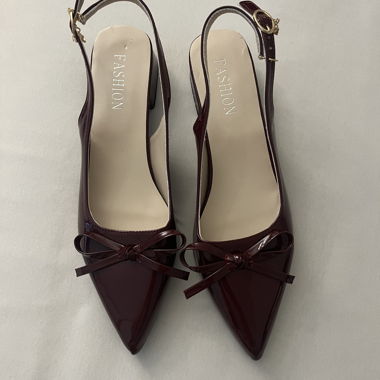 Burgundy Pumps with Bow