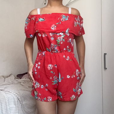Red Floral Playsuit
