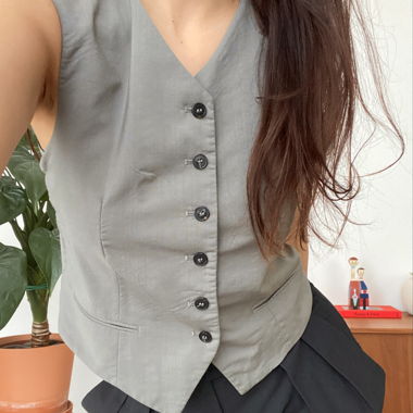Grey sleeveless vest, S
