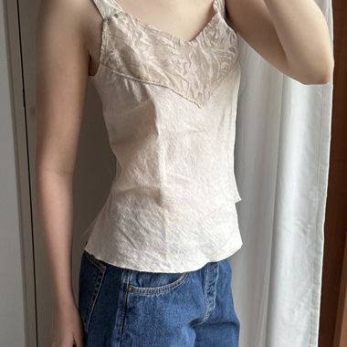 Linen Cami Top Beige