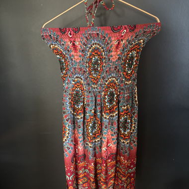 Robe à bretelles multicolore en rayonne