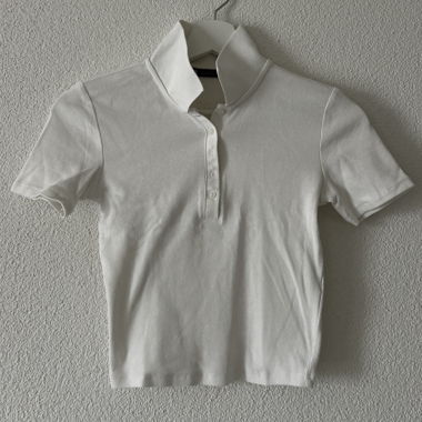 Polo T-shirt ZARA, cropped, bianco, taglia M/38