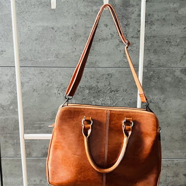 Sac bandoulière en cuir marron