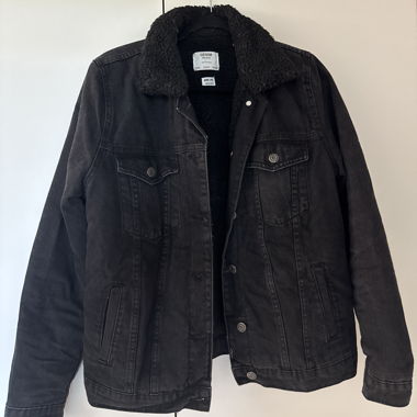 Black Denim Jacket with Teddy Lining