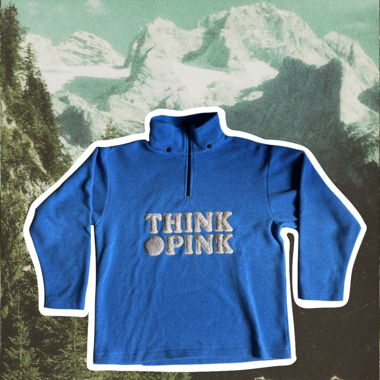 Laine polaire bleu “Think O’Pink” – vintage