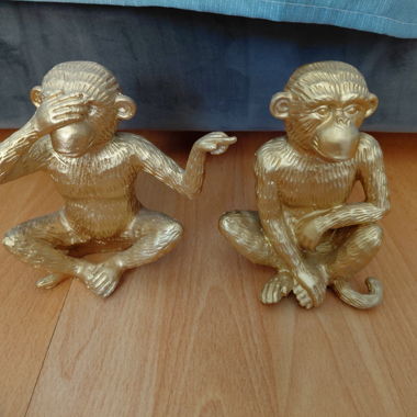 Goldene Affen-Dekofiguren 2er-Set