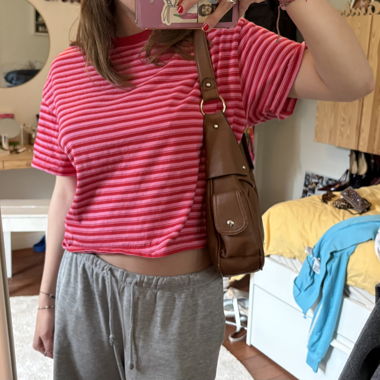 Brown leather shoulder bag
