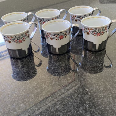 Tasses à café avec poignées en fer 6 pièces 