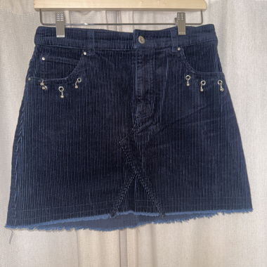Navy ribbed corduroy mini skirt