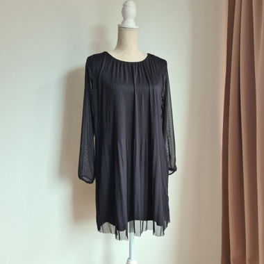 Robe Plissée à Manches Longues Sinsay Noire