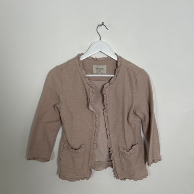 Cardigan con volant rosa polveroso
