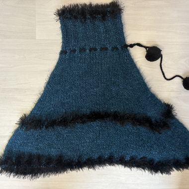 Poncho a maglia turchese