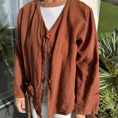 Les Frères Leinenjacke rostbraun