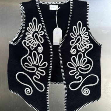 Le Muse schwarze Wollweste bestickt