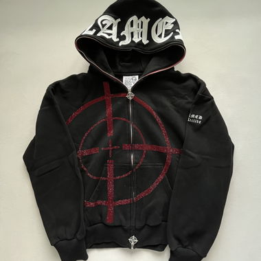 NAMED COLLECTIVE mission zip hoodie in black & red