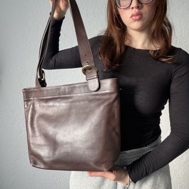 Borsa a tracolla coach in pelle marrone