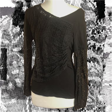 Top grunge nero a maniche lunghe in pizzo M/L