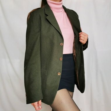 Blazer en laine vintage vert forêt signé G. Ferre